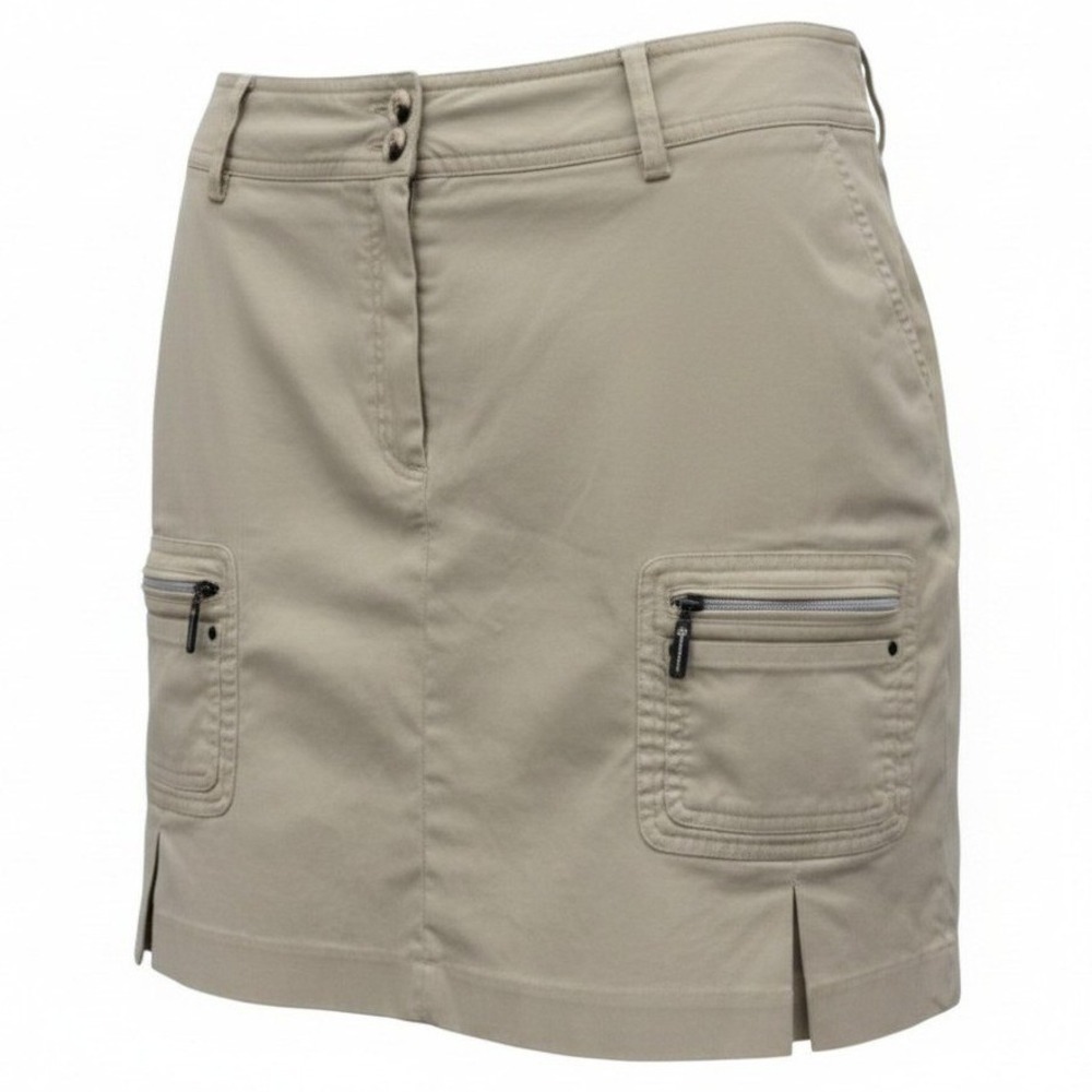 Jamie Sadock Golf Skort Women 10 Tan Khaki Zipper Pocket Athletic Mini Skirt